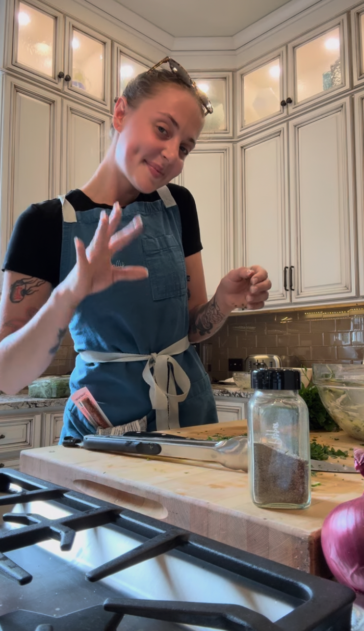 Serra cooking in a client kitchen